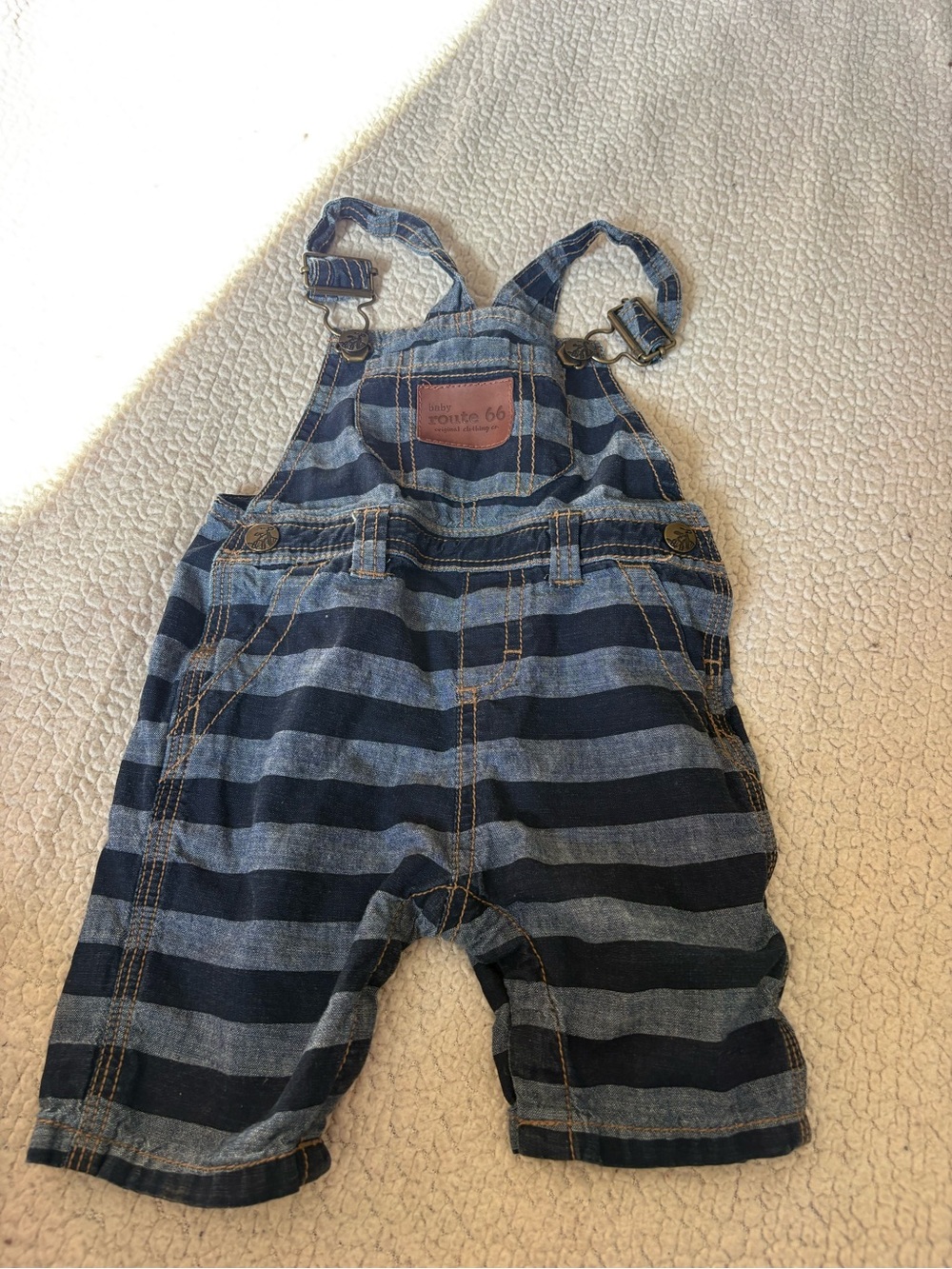 Route 66 Navy & Light Blue Striped Toddler Overalls